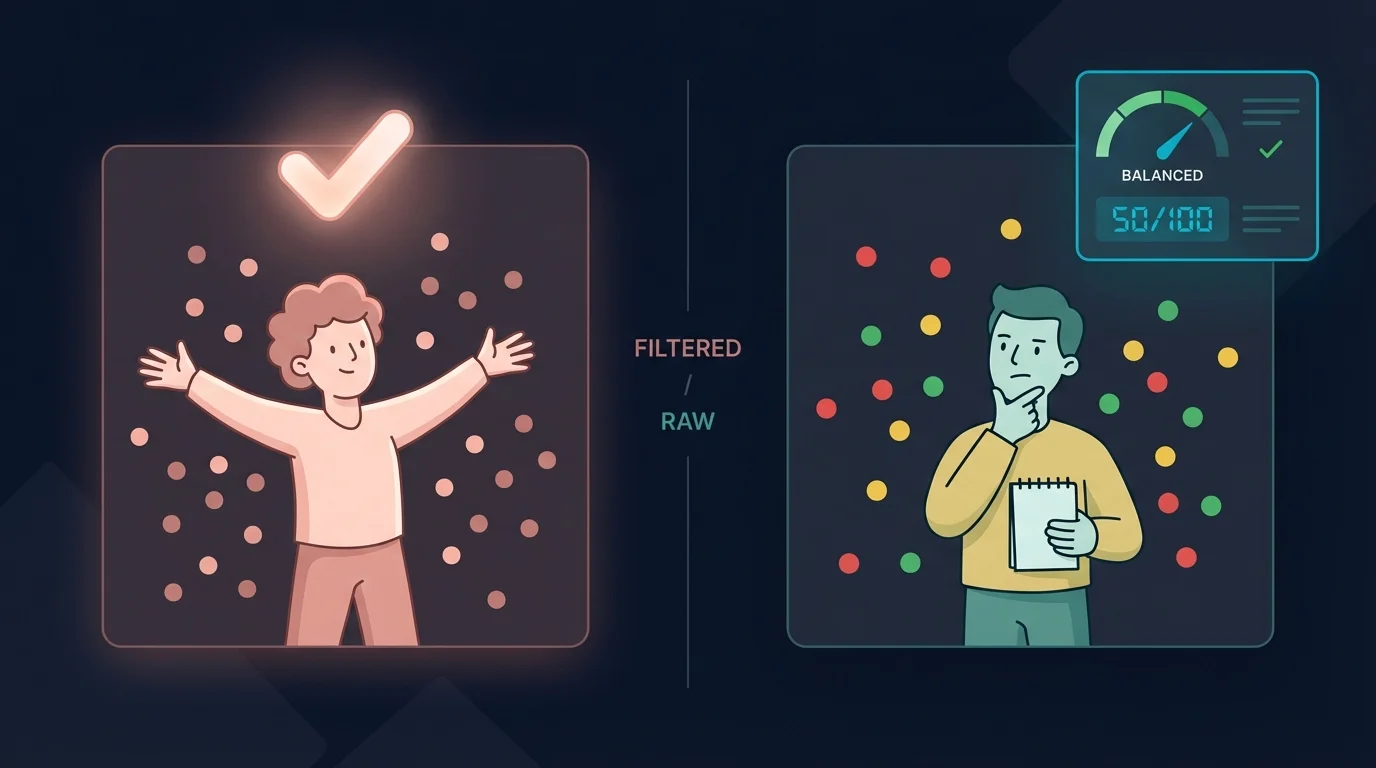 Illustration of confirmation bias distorting startup validation data through selective perception