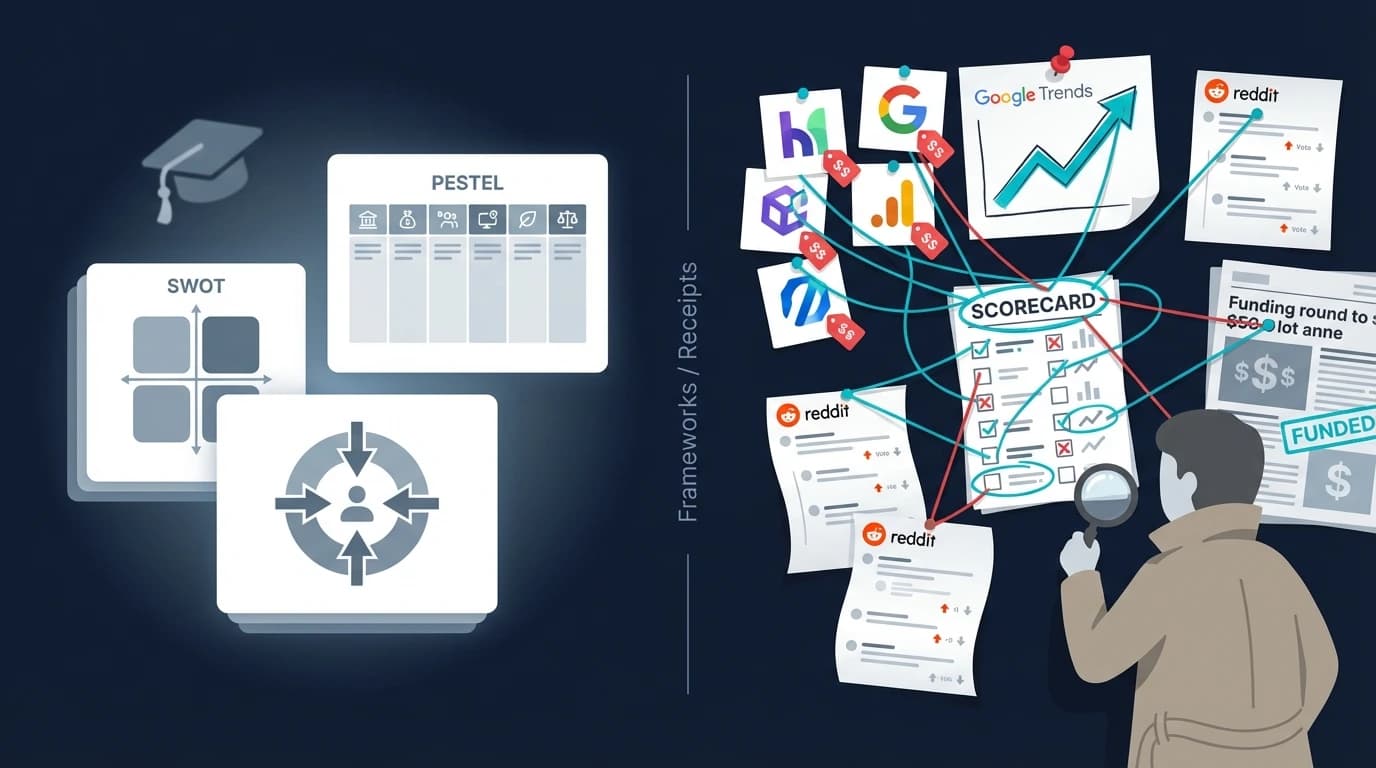 VenturusAI alternative page contrasting AI frameworks with market evidence