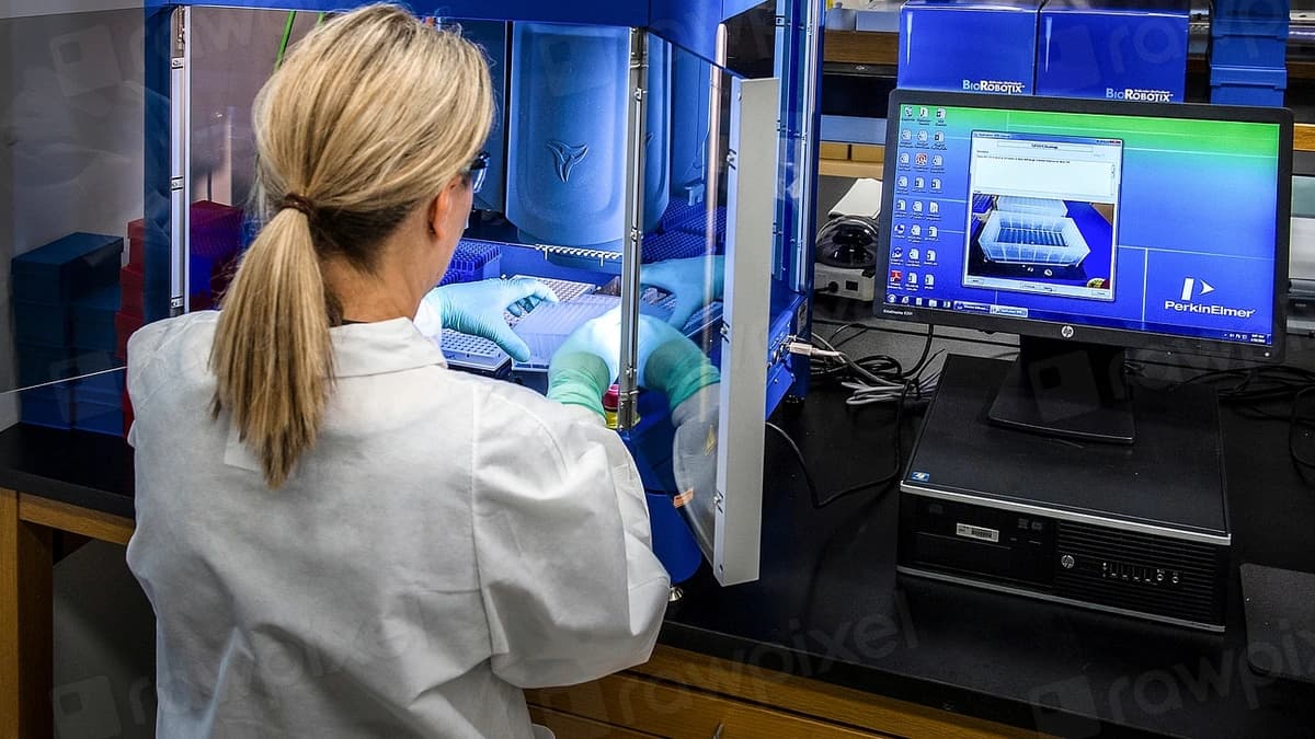 Scientist working with samples in a laboratory, representing a reality check with sourced data