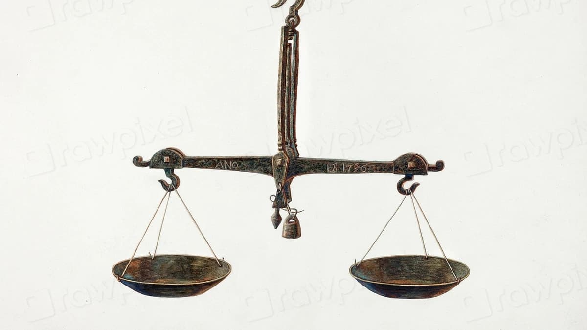 Vintage balance scales representing the go or no-go decision after validation