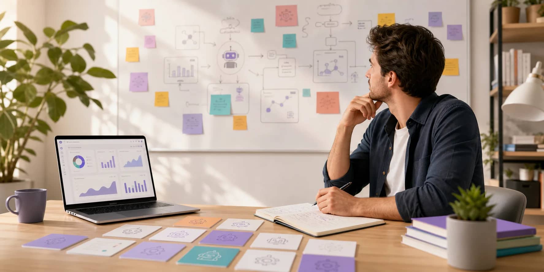 Founder mapping AI agent startup ideas for 2026 on a whiteboard