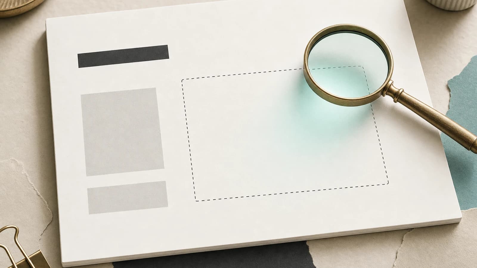 A slide mock-up with an empty box where the market number should be and a magnifier hovering over it
