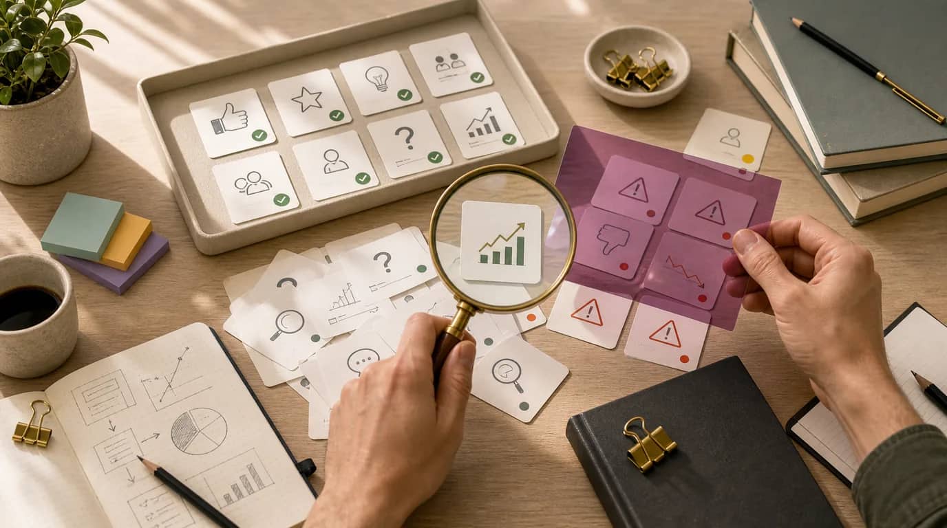 Illustration of confirmation bias distorting startup validation data through selective perception