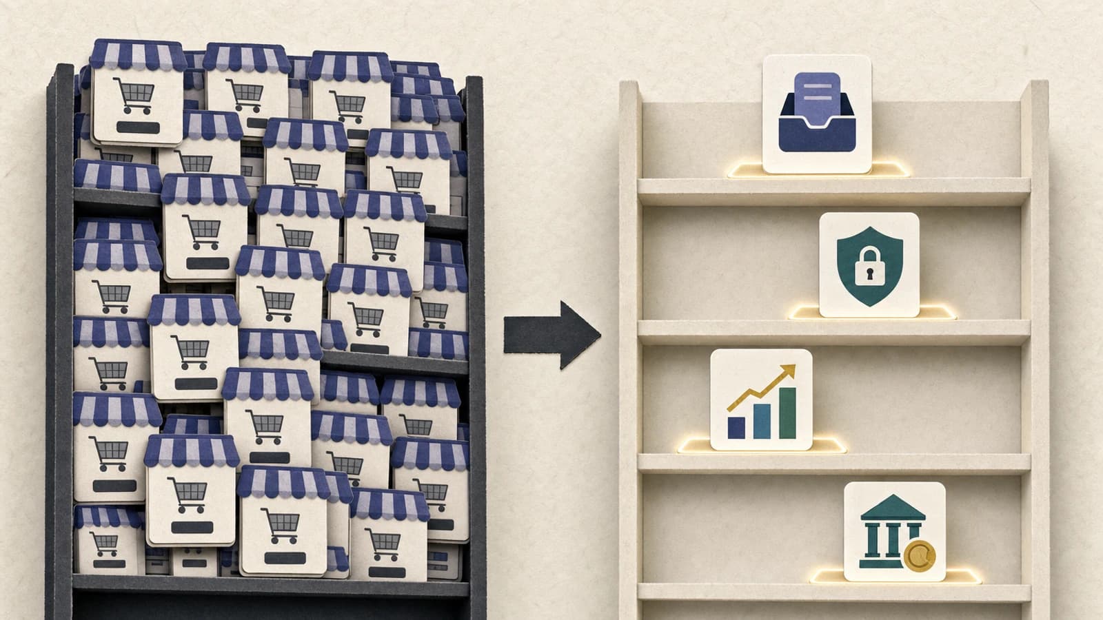 Saturated creator selling layer next to the empty operational layer of deals, protection, attribution, and finance