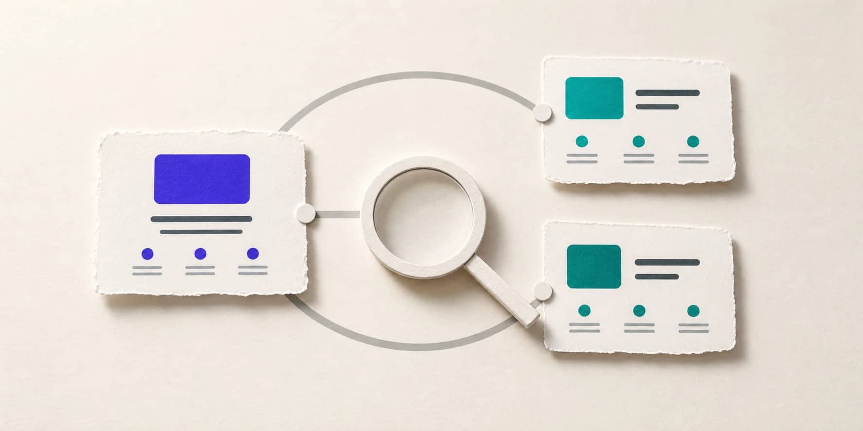 Startup idea card compared with two competitor cards during market research