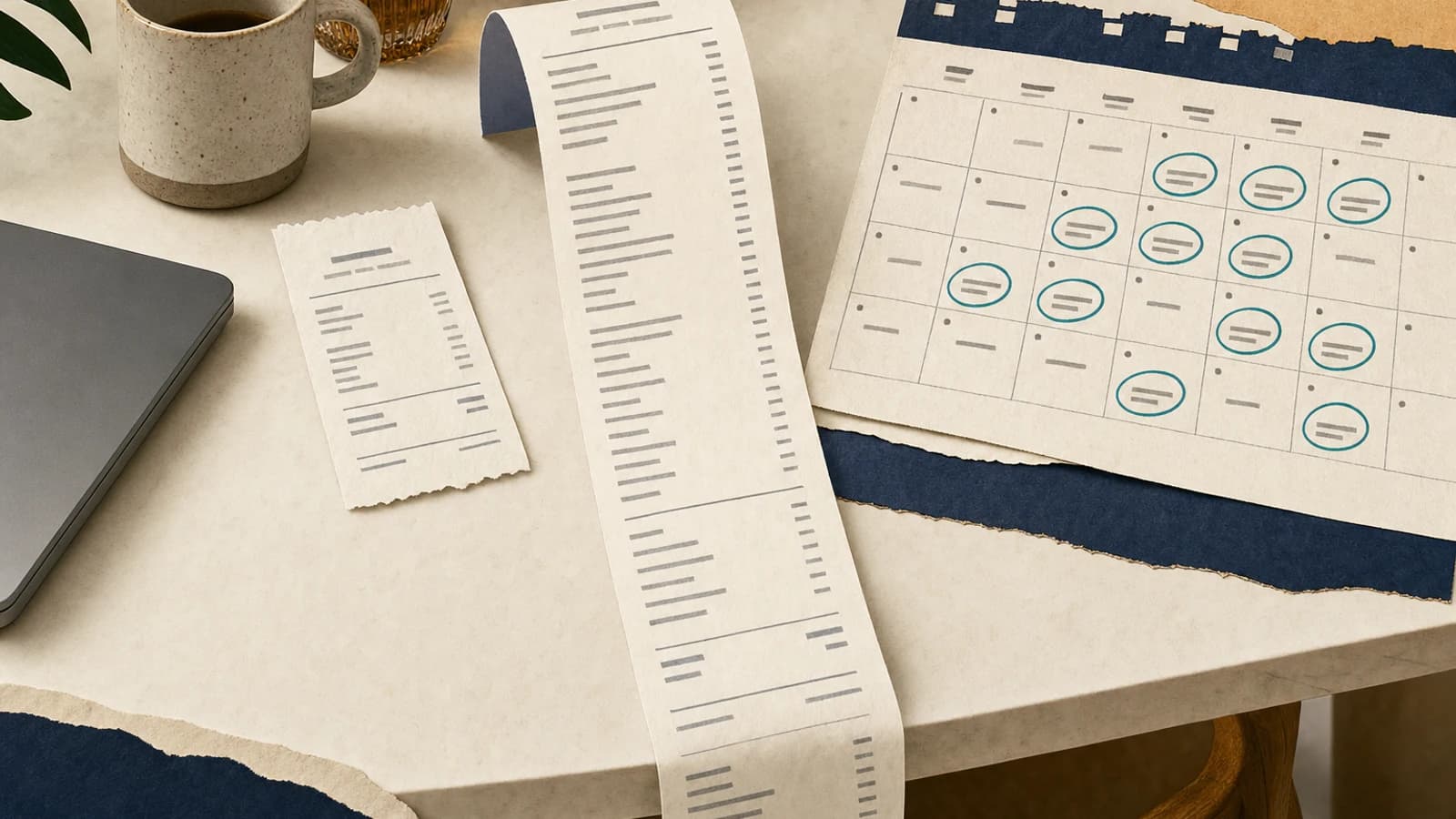 Hermes Agent cost: a founder at a kitchen table comparing three bills, a small server receipt, a long model invoice and a calendar of evenings spent tuning