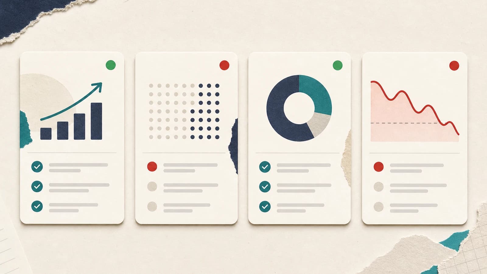 Four SaaS saturation signals displayed as checklist cards with green and red indicators