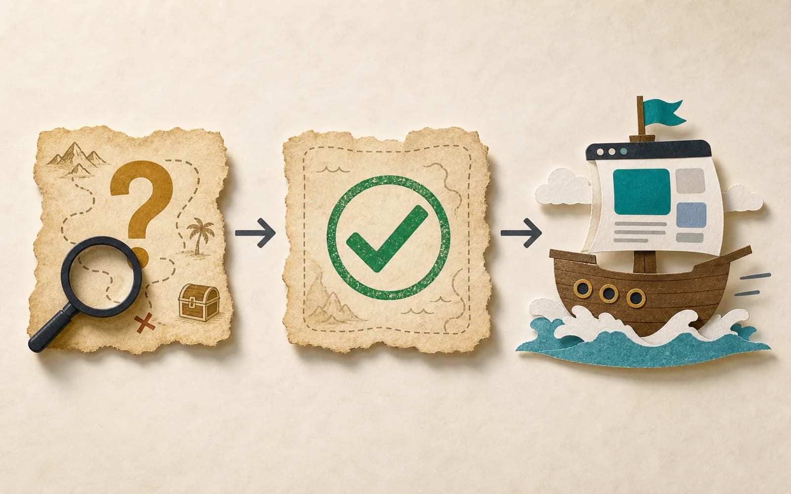 Pirate map validation flow before shipping a startup