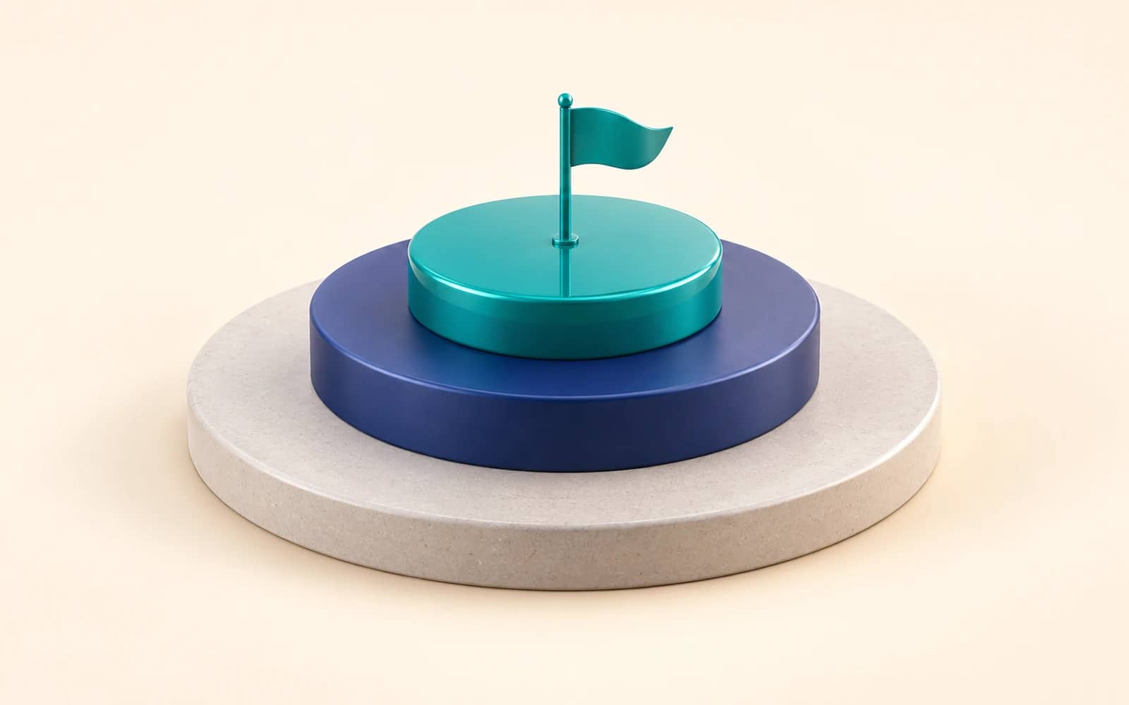 TAM, SAM and SOM shown as three nested discs, a teal flag planted on the smallest